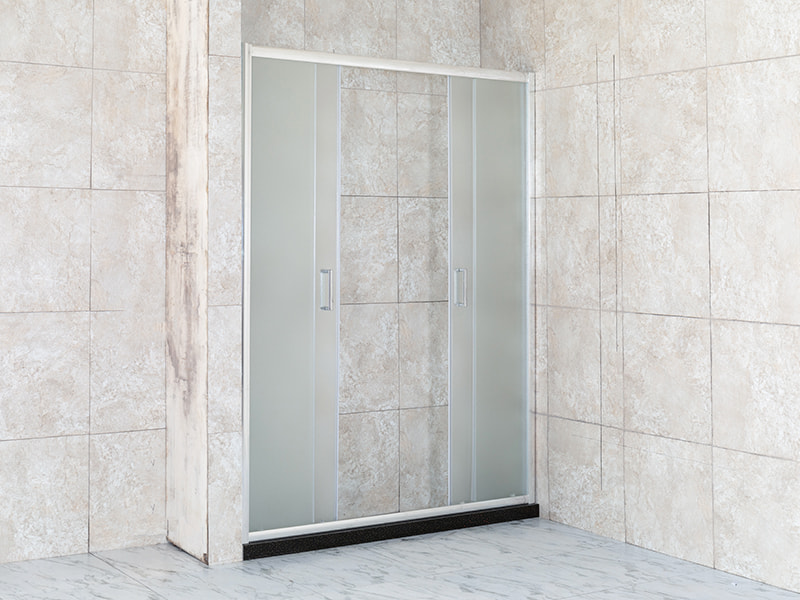 DD-2 Hai màn hình tắm trượt hai cố định, Kính cường lực màu xám, Cấu hình nhôm Chrome, Tay cầm hai lỗ DD-2 Hai màn hình tắm trượt hai cố định, Kính cường lực màu xám, Cấu hình nhôm Chrome, Tay cầm hai lỗ