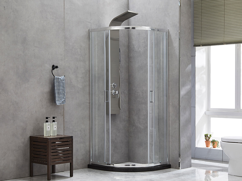 SE Vách tắm trượt, Kính cường lực trong suốt, Nhôm Chrome, Tay cầm hai lỗ, Không có khay